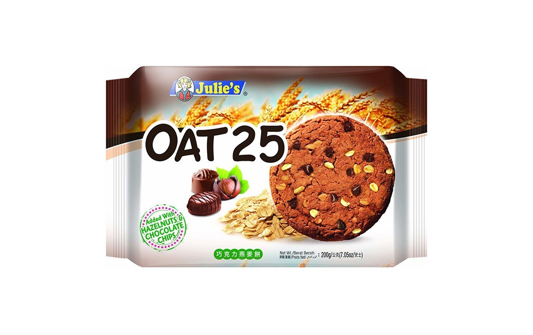 Julie's Oat 25 Hazelnuts Chocolate Bars   Pack  200 grams